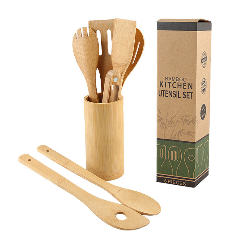 Bamboo Kitchen Utensil Set w/ Holder