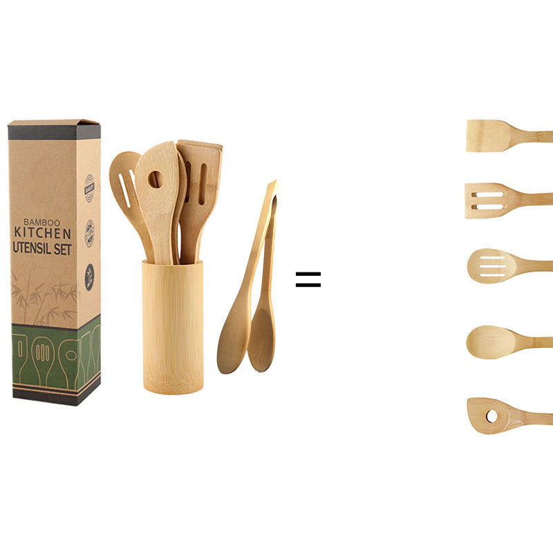 Bamboo Kitchen Utensil Set w/ Holder