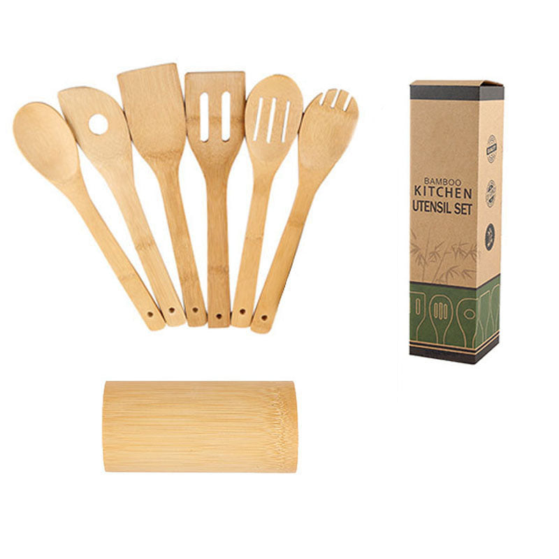 Bamboo Kitchen Utensil Set w/ Holder
