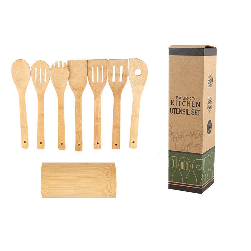 Bamboo Kitchen Utensil Set w/ Holder