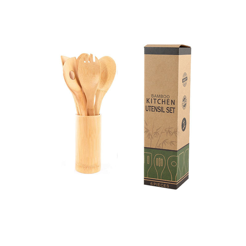 Bamboo Kitchen Utensil Set w/ Holder