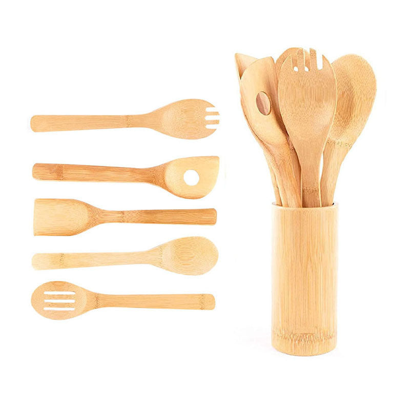 Bamboo Kitchen Utensil Set w/ Holder