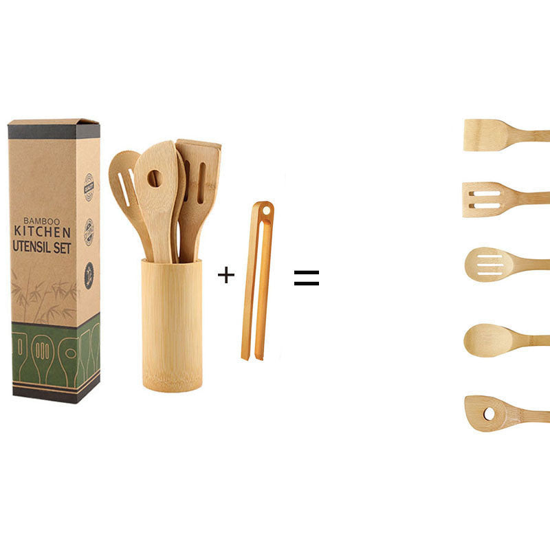 Bamboo Kitchen Utensil Set w/ Holder