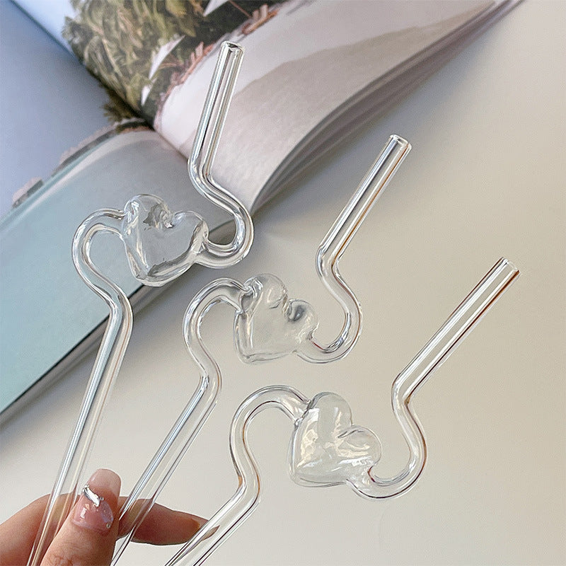 Love Heart Reusable Borosilicate Glass Straw