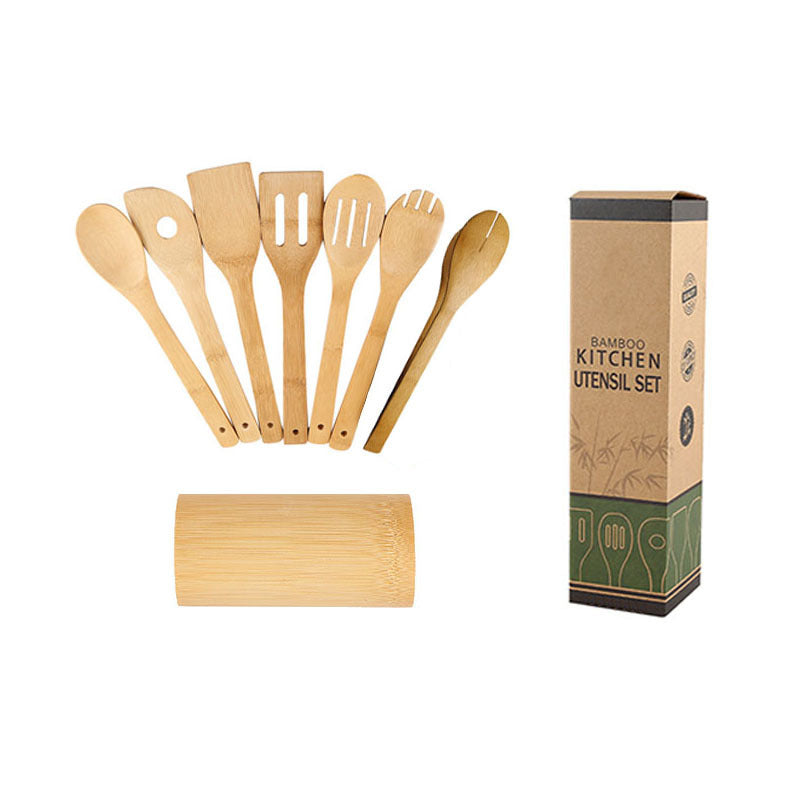 Bamboo Kitchen Utensil Set w/ Holder