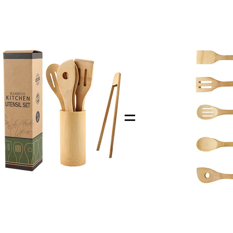 Bamboo Kitchen Utensil Set w/ Holder
