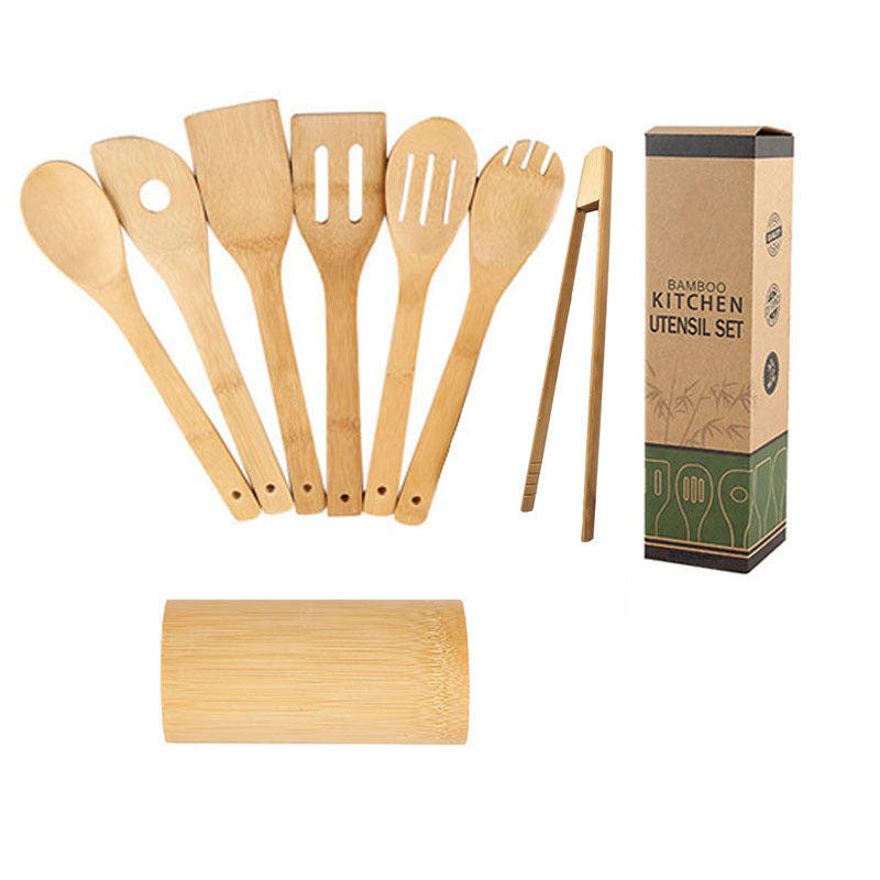 Bamboo Kitchen Utensil Set w/ Holder