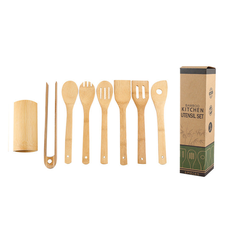 Bamboo Kitchen Utensil Set w/ Holder