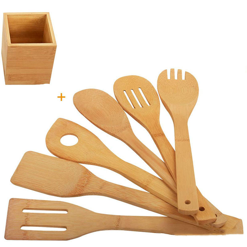 Bamboo Kitchen Utensil Set w/ Holder