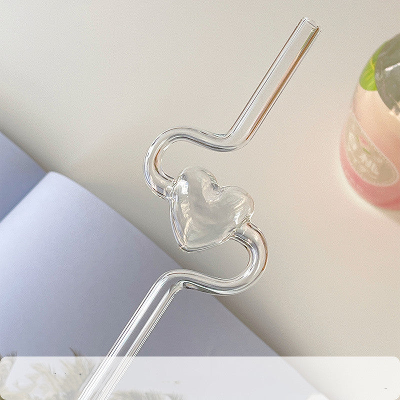 Love Heart Reusable Borosilicate Glass Straw