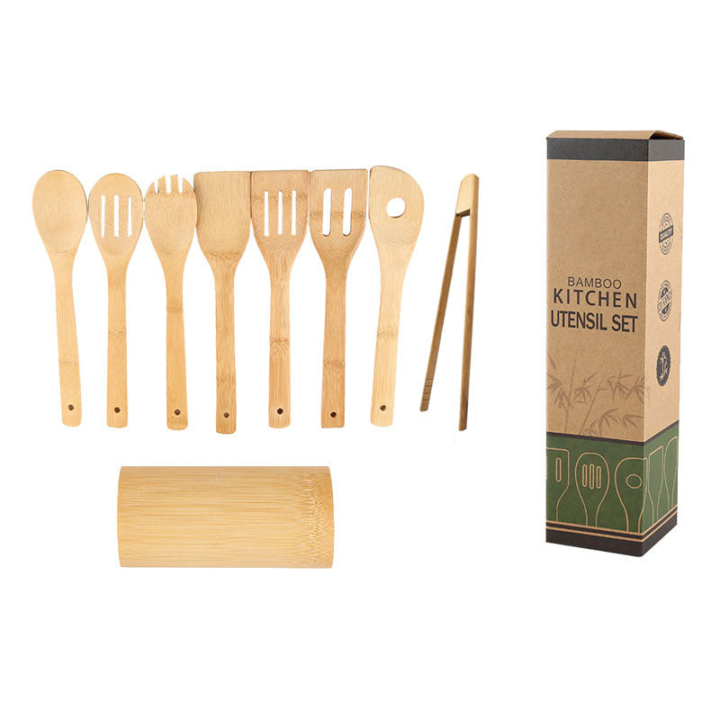 Bamboo Kitchen Utensil Set w/ Holder
